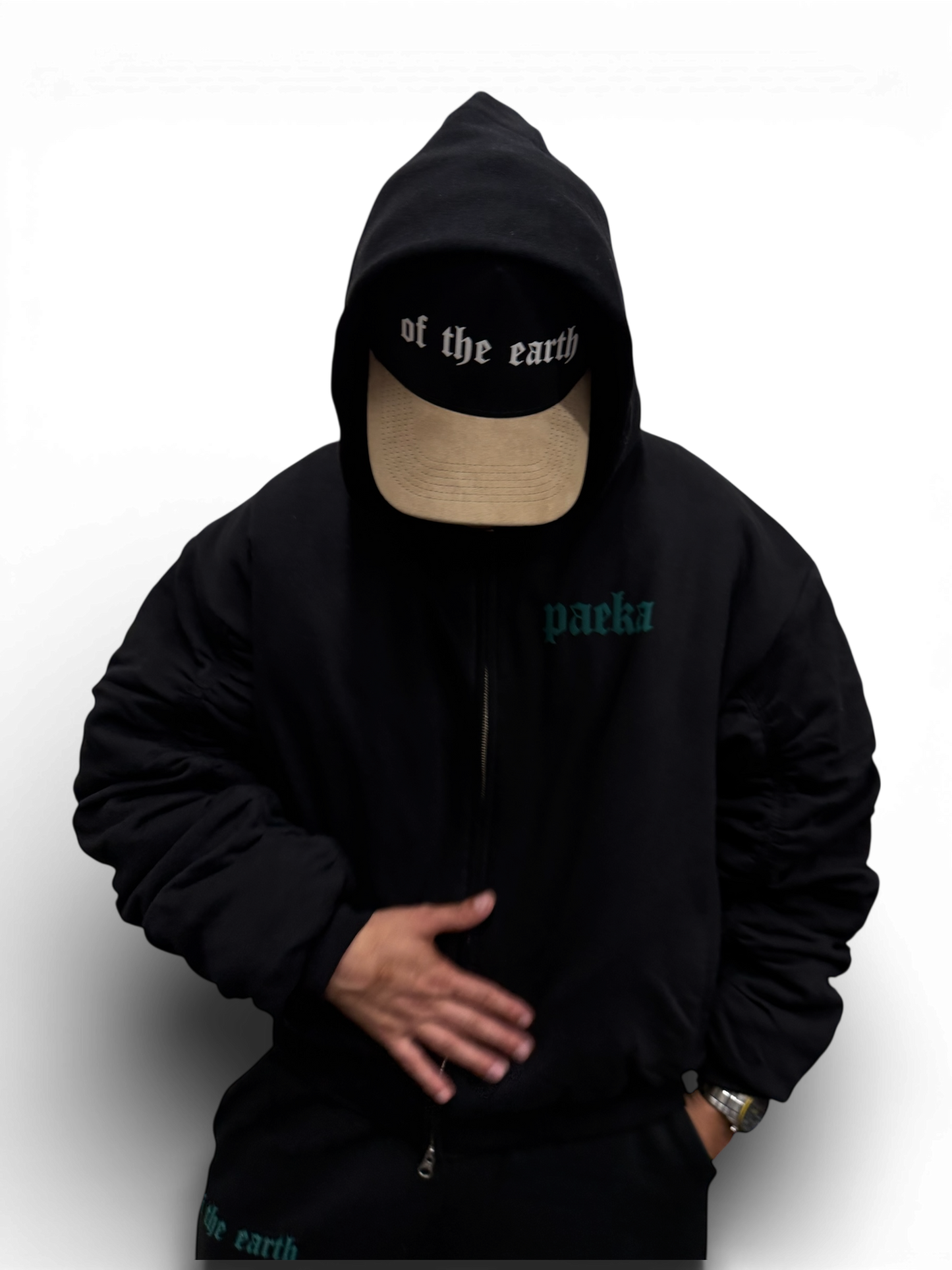 PAEKA BOMBER FLEECE HOODIE - BLACK