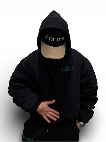 PAEKA BOMBER FLEECE HOODIE - BLACK